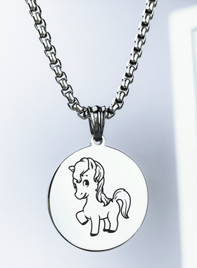 男女钛钢卡通动物12生肖项链时尚