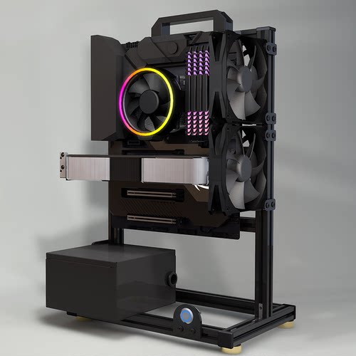 开放式机箱matx电脑机箱机架铝合金atx创意itx台式机箱主机小机箱 - 图1