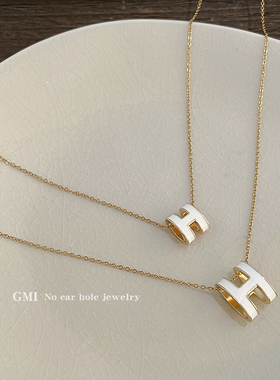 白色滴釉钛钢毛衣项链女生