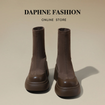 Daphne Daphne ~ Martin boots woman 2024 new autumn and winter heightening lean boots with velvet thick bottom small short boots