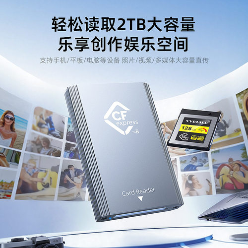 辛桔魔 多功能cfb卡cfa读卡器CFexpress内存储卡usb3.2高速连接typec手机通用电脑外设适用索尼相机4K8k视频 - 图1