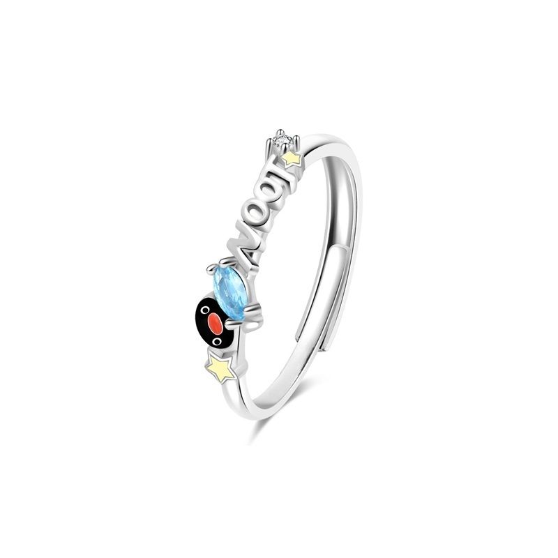 Cartoon childlike little penguin ring cute couple