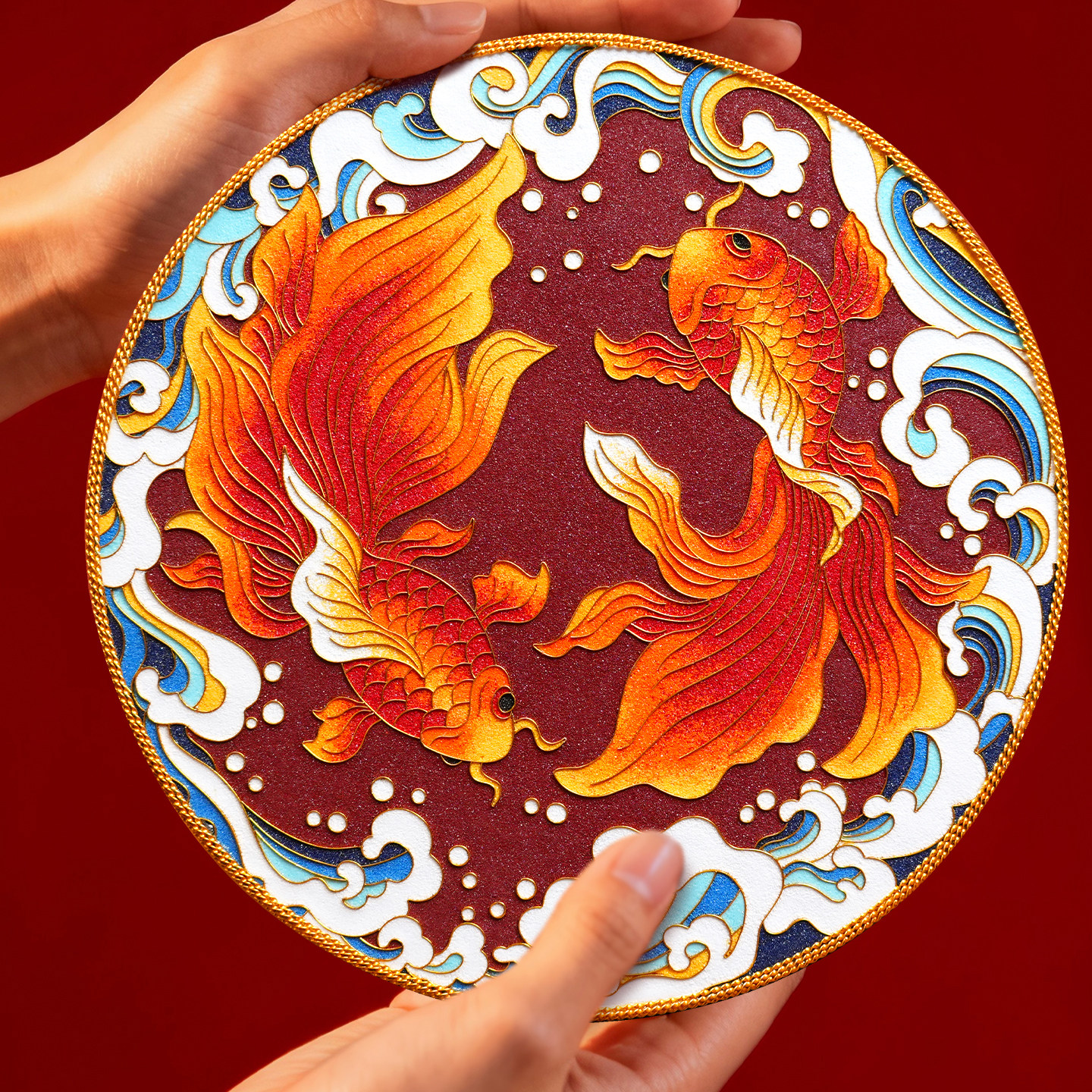 锦鲤手工画景泰蓝掐丝珐琅画diy材料包好运装饰画摆件 非遗手工艺,淘宝优惠券,粉丝福利购,淘宝优惠卷