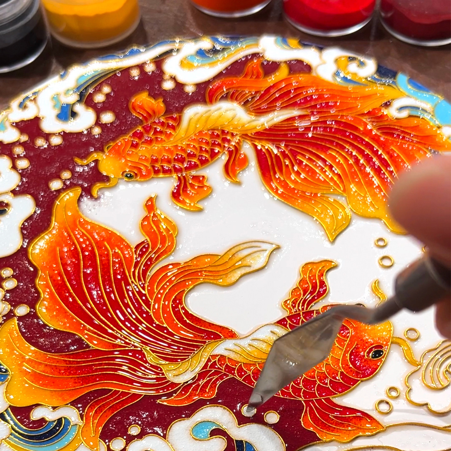 锦鲤手工画景泰蓝掐丝珐琅画diy材料包好运装饰画摆件 非遗手工艺,淘宝优惠券,粉丝福利购,淘宝优惠卷