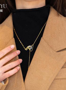 新中式和田玉髓缠绕金蛇吊坠项链