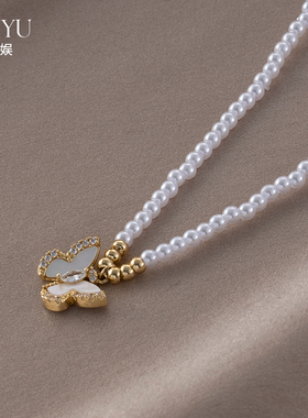 贝壳人造珍珠毛衣链女项链