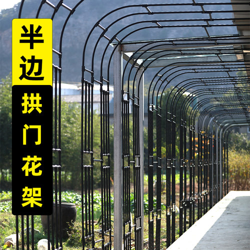 半边拱门花架爬藤架月季藤架单边阳台半幅拱形葡萄架支架花架子 - 图0