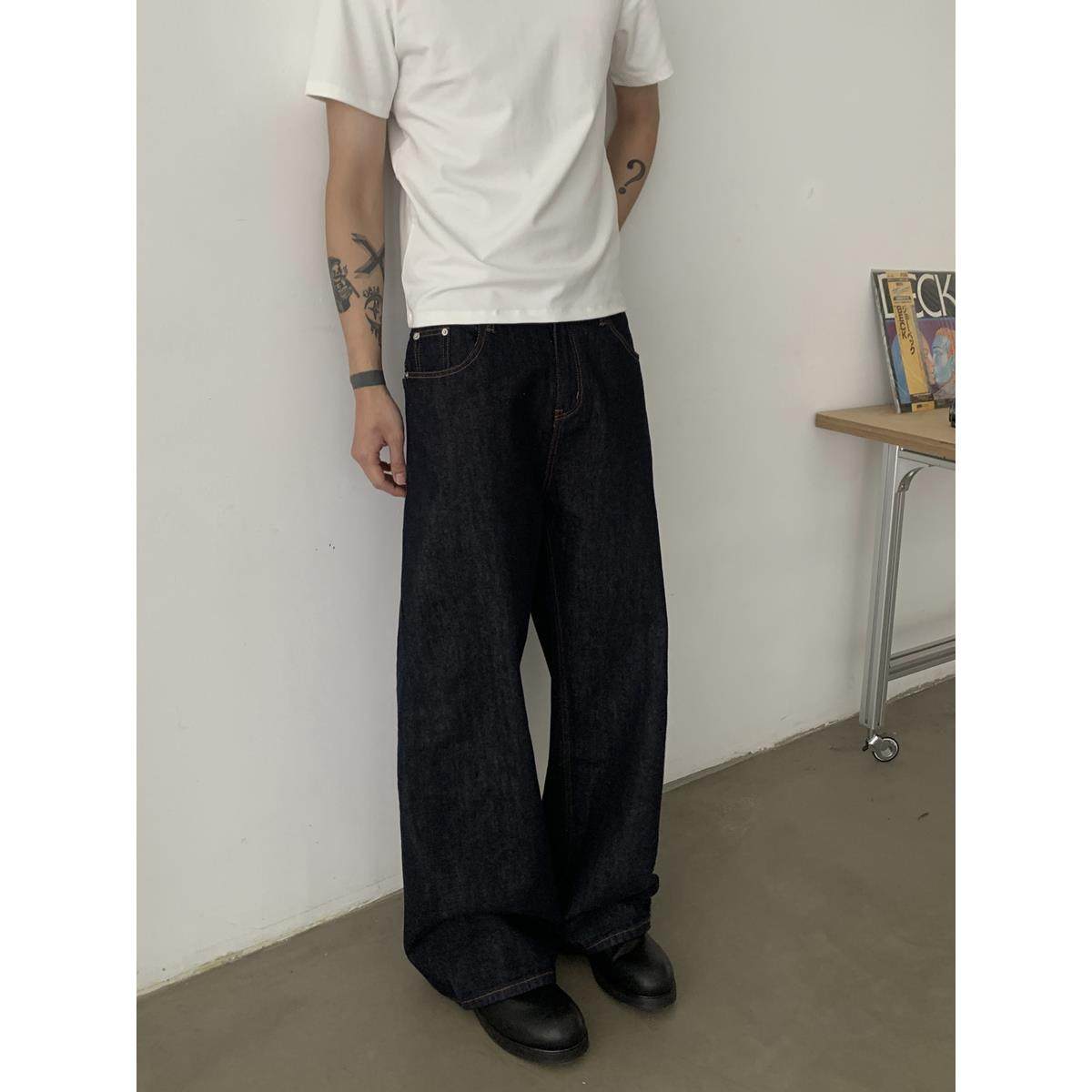 INKNOTS复古巴黎扣直筒单宁原色牛仔裤男女潮牌cleanfit宽松长裤,淘宝优惠券,粉丝福利购,淘宝优惠卷