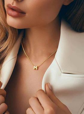 Dainty Mini Bubble Letter Necklace Gold Plated Balloon Initi
