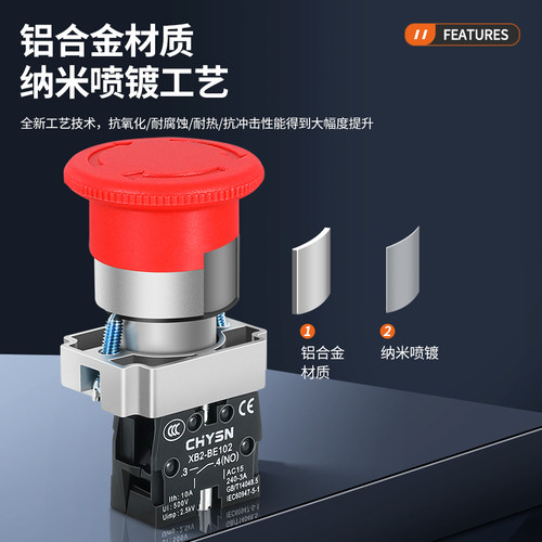 XB2急停按钮开关蘑菇头BS542自锁启动停止启停ZB2-BE101C/102C - 图1