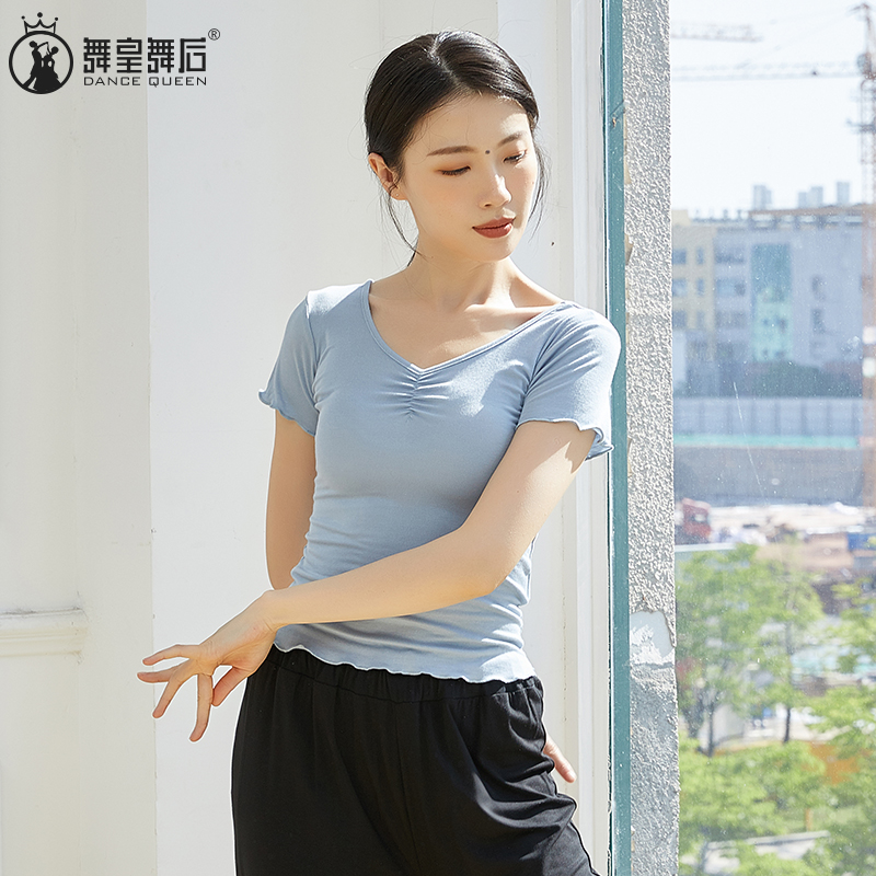 2024春夏现代舞服练功服女上衣短袖舞蹈服中国古典舞训练形体服装 - 图2