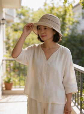 化疗后妈妈女士光头帽可折叠日系渔夫帽夏天轻薄帽子防晒透气盆帽