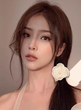 韩式白山茶花高颜值边夹皮筋