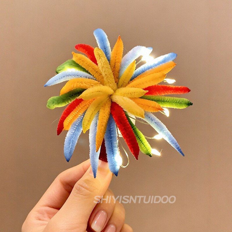 儿童彩色烟花会发光扭扭棒发夹新款宝宝侧边夹子新年跨年发卡发饰,淘宝优惠券,粉丝福利购,淘宝优惠卷