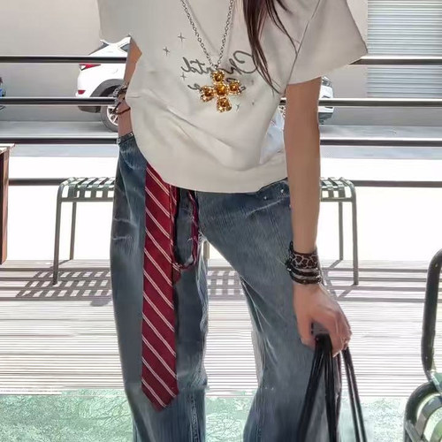 韩版ins黄色系腰丝巾领带女新款牛仔裤腰带配饰小众时尚裤带腰链 - 图2