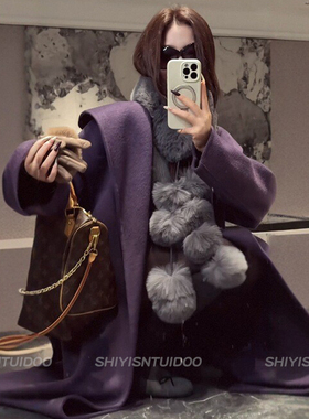 贵气感仿狐狸毛毛球围巾女