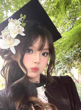 新中式学士帽簪花发夹女
