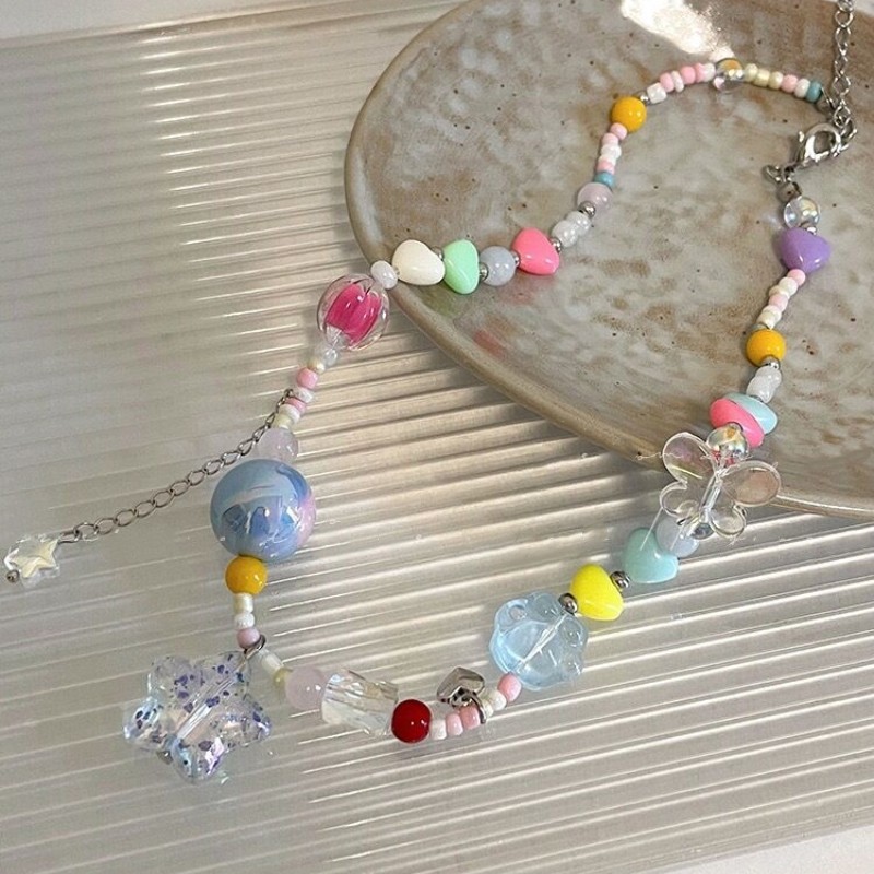 夏日儿童彩色串珠吊坠项链新款女童公主可爱锁骨链条女孩演出配饰,淘宝优惠券,粉丝福利购,淘宝优惠卷