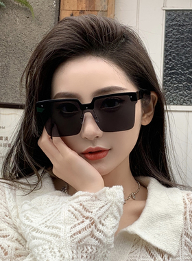 防紫外线方形半框男女同款墨镜