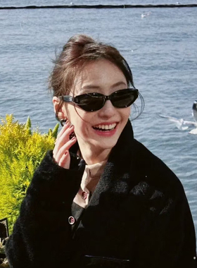 2025新款猫眼墨镜女y2k辣妹高级感方圆脸黑色复古欧美风太阳眼镜