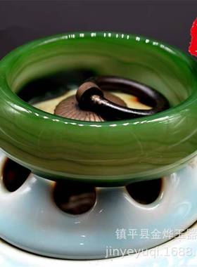 玛瑙玉髓绿色加宽加厚花纹款手镯 地摊模式玉器工艺品玉镯