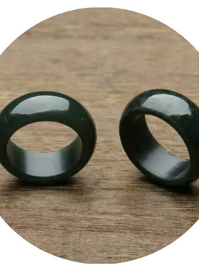 直播货源精选款A货和田玉戒指 情侣款黑青玉指环 精细料青玉戒指