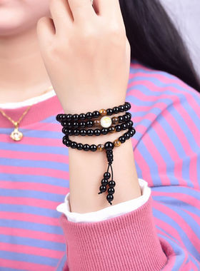 新款特价手链四圈祥缘阁黑曜石