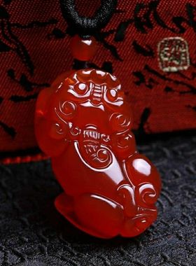 【买一赠六】天然正品红玛瑙貔貅男女项链吊坠饰品新款流行饰品特