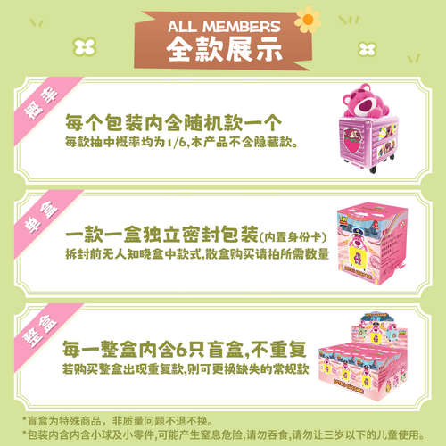 迪士尼甜心草莓熊行李箱盲盒植绒摆件可动公仔玩具生日礼物玩偶 - 图2
