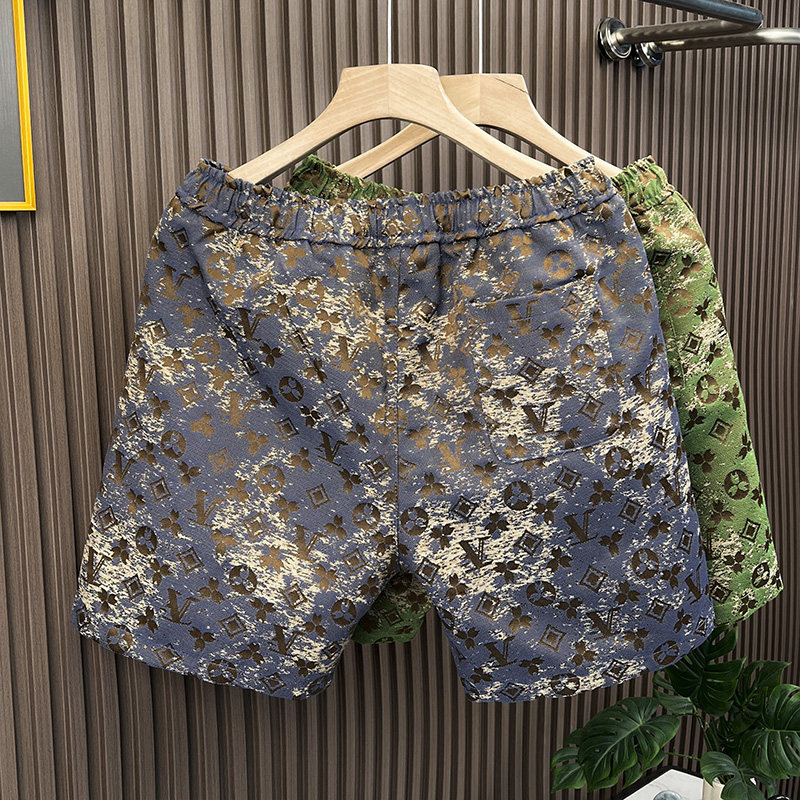 新款高端时尚提花休闲运动短裤男外穿潮牌2025夏季男士宽松五分裤,淘宝优惠券,粉丝福利购,淘宝优惠卷