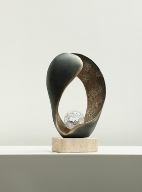 意式极简复古几何环形树脂雕塑