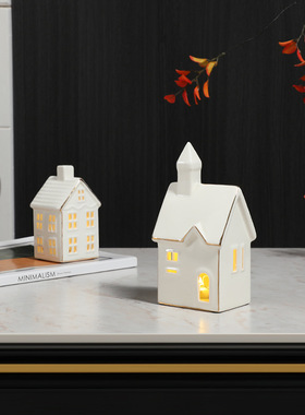 北欧ins风创意冬日小屋陶瓷摆件