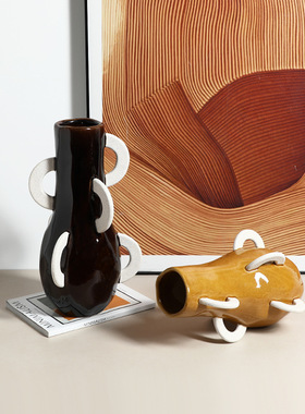 意式极简创意半圆窑花瓶摆件