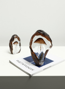 现代简约创意手工玻璃水母轻奢摆件别墅客厅酒柜高级感家居工艺品