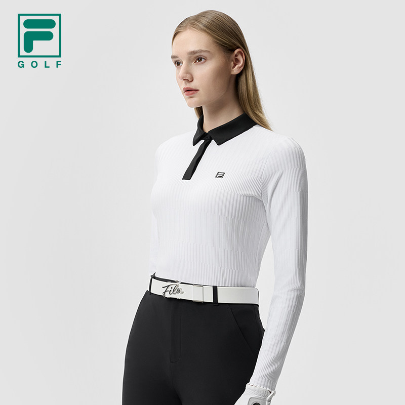 FILA 斐乐官方女子针织长袖POLO衫2025春新款高尔夫运动基础上衣,淘宝优惠券,粉丝福利购,淘宝优惠卷