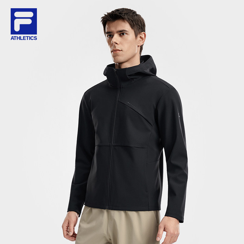 FILA 斐乐跑步健身连帽外套26夏季新款男士黑色休闲夹克运动上衣 色外实拍商品图