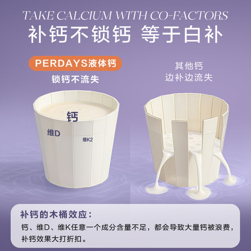 【李施嬅同款液体钙】PERDAYS葡萄味液体钙柠檬酸钙K2高吸收 活动 - 图2