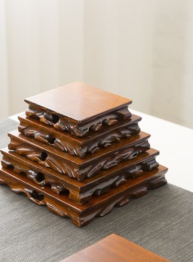 根雕实木底座 工艺品摆件正方形木质底座 石头佛像紫砂壶花瓶