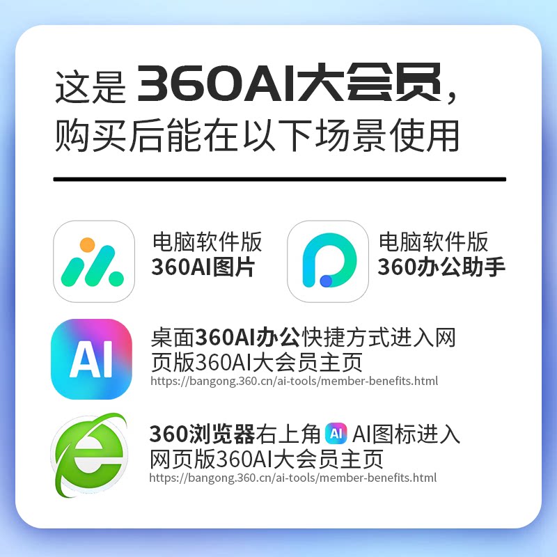[正版充自己号] 360AI大会员360AI办公会员360AI图片苏打办公通用
