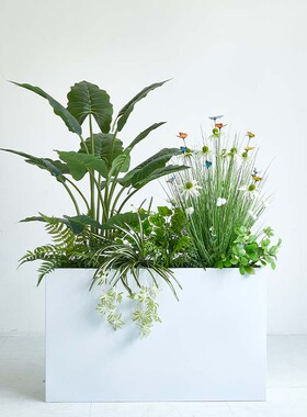 仿真绿植花箱摆设售楼部广场长方形花槽装饰室外街道花坛围栏隔断