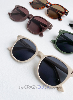 复古椭圆方框清偏光太t眼镜男士潮女士墨镜配度数近视简约T字