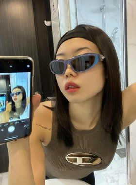 404的店韩e版猫眼五角星弧形墨镜椭圆遮脸防紫外线男女ins太眼镜