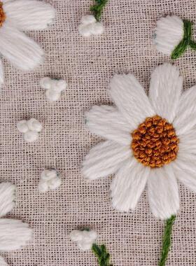 雏菊小清新Daisy flower embroidery手工DIY布艺新手欧式刺绣花草
