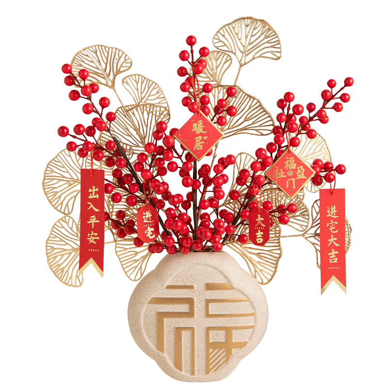 新中式平安喜乐花瓶摆设创意招财鹿摆件高档家居客厅电视柜装饰品-图3