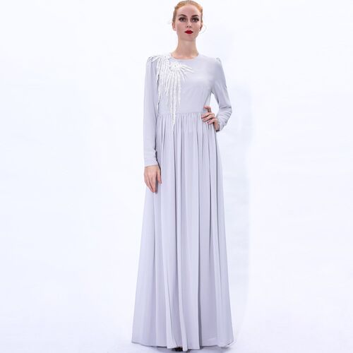 夏新款连衣裙雪纺长裙Dubai Turkey Muslim Islam Clothing dress - 图1