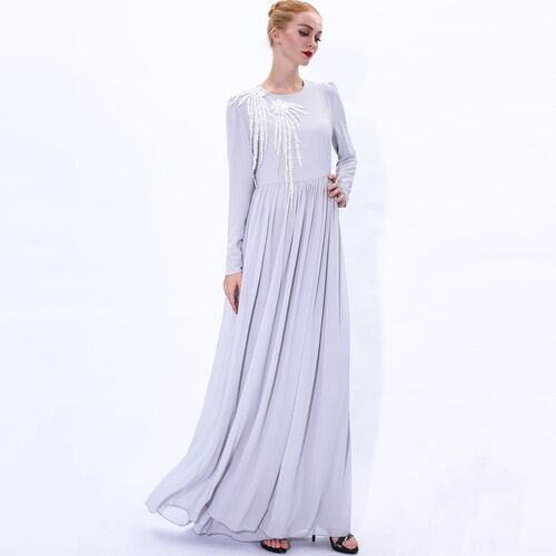 夏新款连衣裙雪纺长裙Dubai Turkey Muslim Islam Clothing dress - 图3