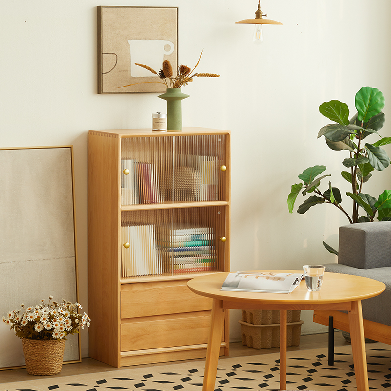 Imported beech sliding door bookcase with environmentally friendly coating
