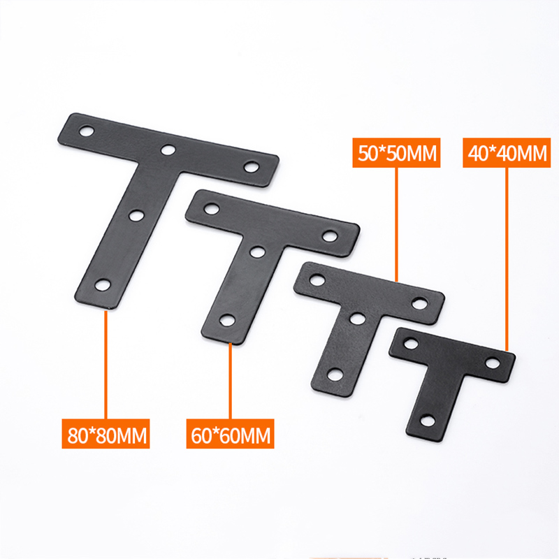 JIUTOU黑色L型T型平板角码木板桌椅固定器连接件90度紧固拼接角铁 - 图2