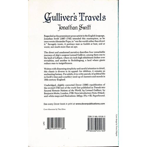 英语原版书格列佛游记Gulliver多佛经典系列青少年阅读世界文学名著乔纳森斯威夫特讽刺小说奇幻冒险故事适合1114岁培养批判性思 - 图0
