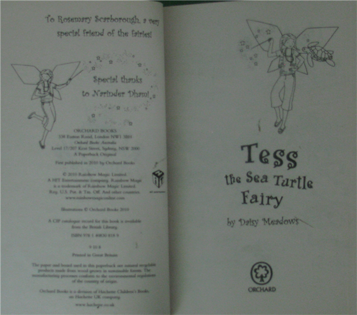 Tess the Sea Turtle Fairy by Daisy Meadows平装Orchard Books苔丝海龟童话仙子 - 图1